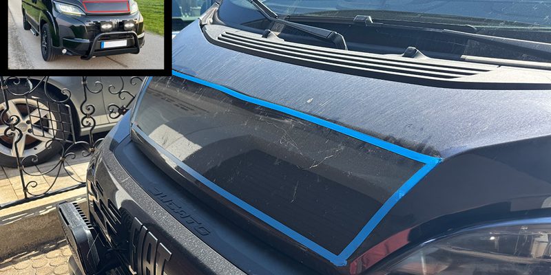 Test Fläche für Solarpanel auf Motorhaube Fiat Ducato