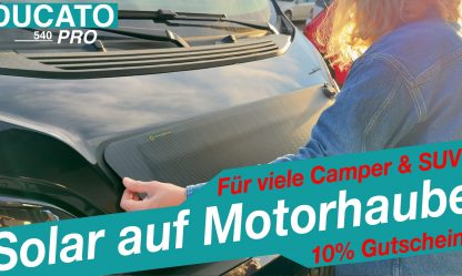 Solarpanel auf der Motorhaube – einfache Montage ohne Bohren – Schutzfolie für den Lack – optional Komplett-Kits mit Regler & Zubehör – Versand direkt aus Deutschland (keine Zollkosten)
