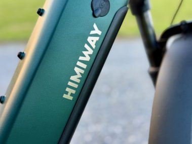 Himiway A7 2.0 – HIMIWAY-Logo auf dem integrierten Akku-Unterrohr