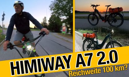 Himiway A7 2.0 Reichweite – Heiko beim Pendeln und das Bike bei Sonnenuntergang