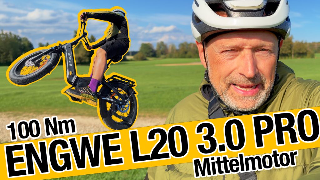 YouTube-Thumbnail zum ENGWE L20 3.0 Pro Test auf dem Bergbiker-Kanal mit 100 Nm Mittelmotor