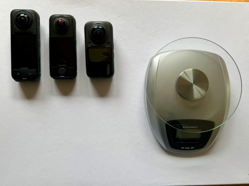 Insta360 X6 X5 X4 Air Kamera Gewicht im Vergleich